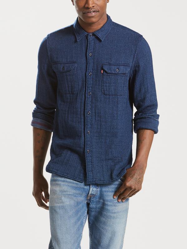 Košile LEVI'S Jackson Worker Tulip Dark Indigo Pattern Modrá