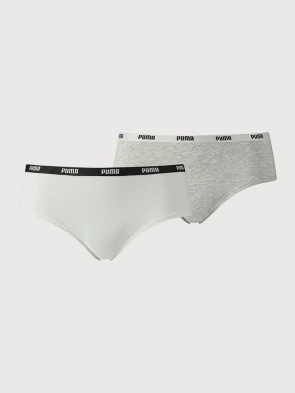 Kalhotky Puma Iconic Hipster 2 Pack White Šedá