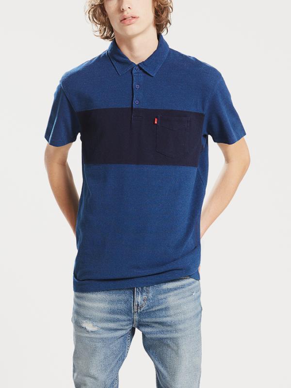 Tričko LEVI'S Sunset Pieced Polo Chest Stripe Medium Modrá