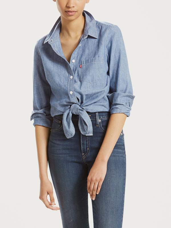 Košile LEVI'S Liza Tie Shirt Medium Light Wash Modrá