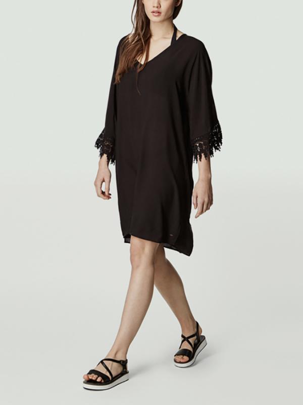Šaty O´Neill LW LACE SLEEVE BEACH COVER UP Černá