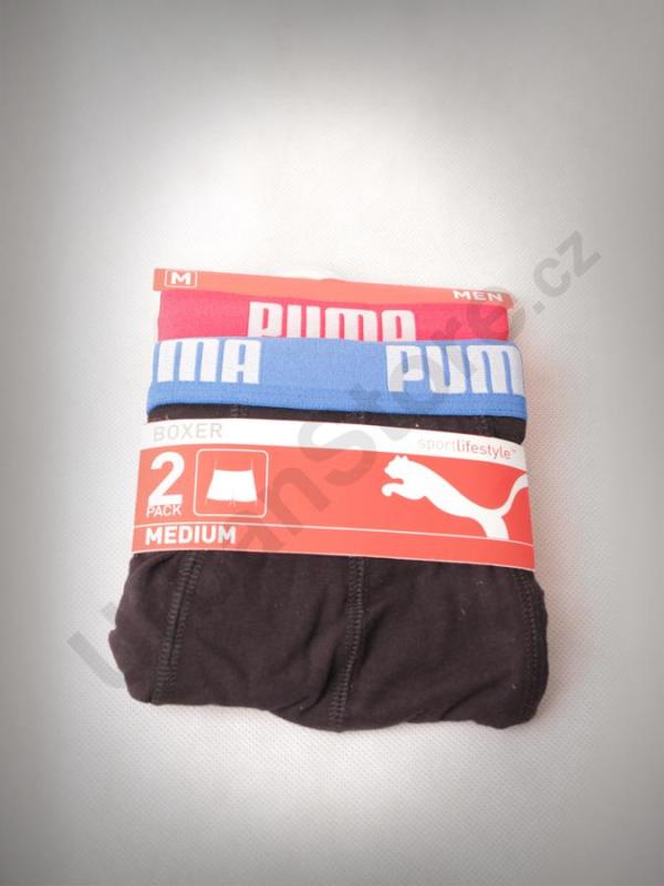 Boxerky Puma Basic Boxer 2 Pack red-blue Černá