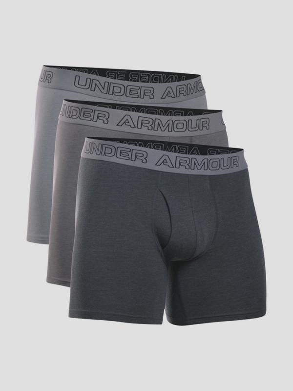 Boxerky Under Armour Cotton Stretch 6'' 3 Pack Šedá