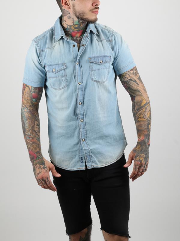 Košile Alcott SHORT SLEEVE DENIM SHIRT Modrá