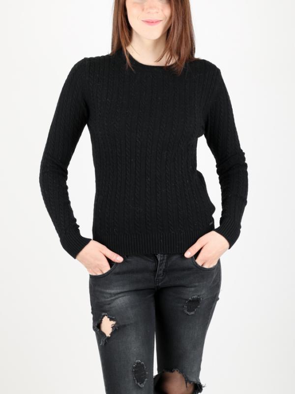 Svetr Superdry LUXE CASHMERE WOOL MINI CABLE Černá