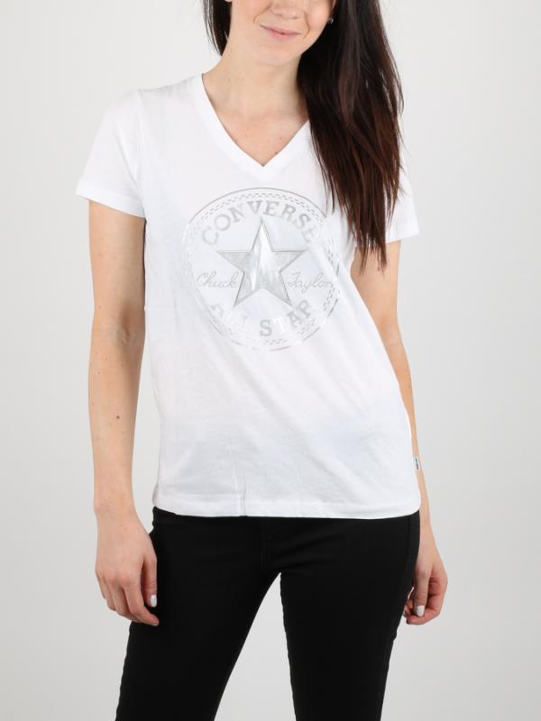 Tričko Converse Metallic Chuck Patch Vneck Tee Bílá