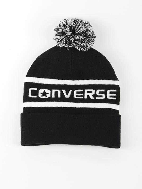 Čepice Converse Wordmark Pom Knit Černá