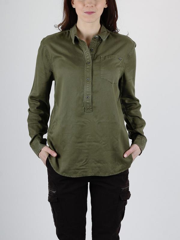 Košile Superdry OVERHEAD TENCEL SHIRT Zelená