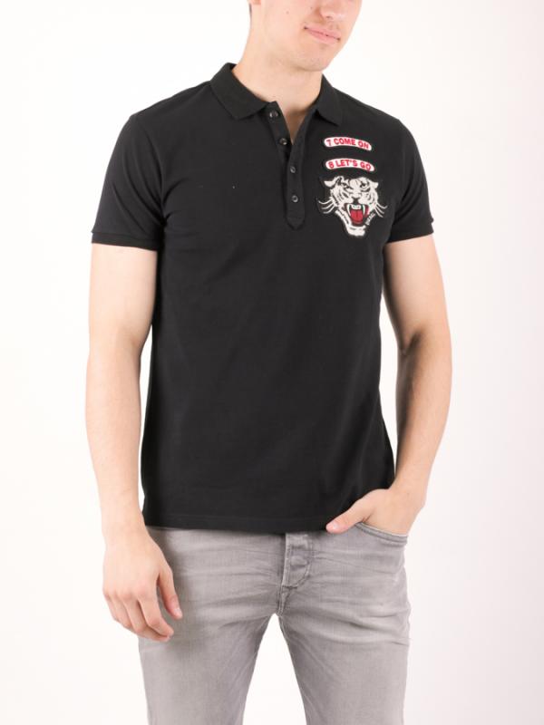 Tričko Diesel T-YOLES-PATCH CAMICIA Černá