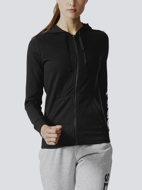 Mikina adidas Performance Ess Lin Fz Hd Černá
