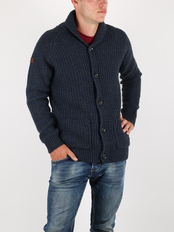 Svetr Superdry NORDIC TEXTURED CARDIGAN Modrá