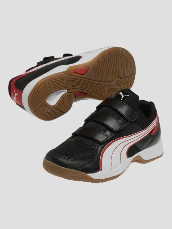 Boty Puma Vellum III V Jr black-white-puma red Černá
