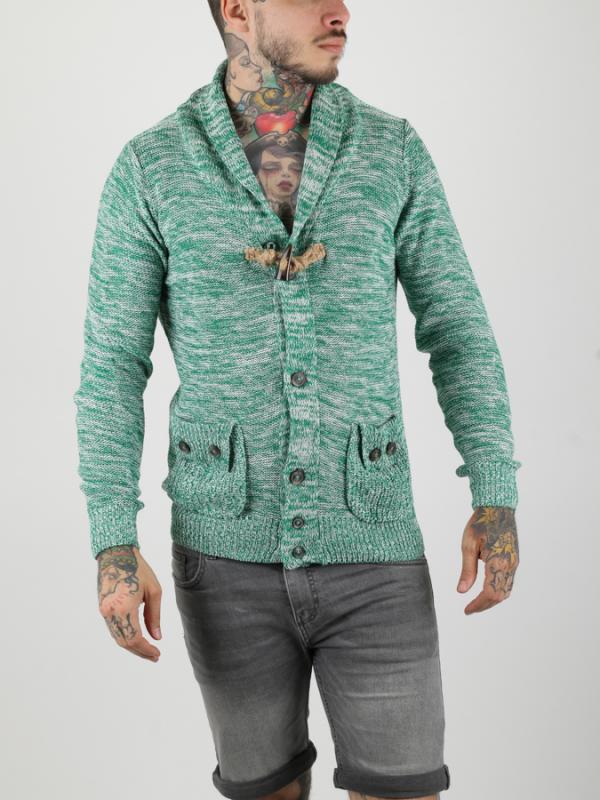 Svetr Alcott TWO POCKETS MELANGE CARDIGAN Zelená