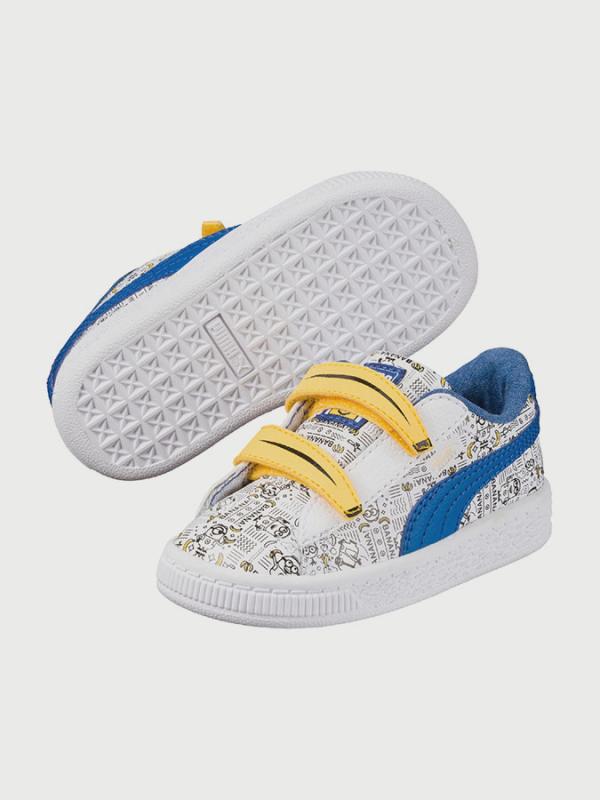 Boty Puma Minions Basket V Inf White-Lapis Bl Barevná