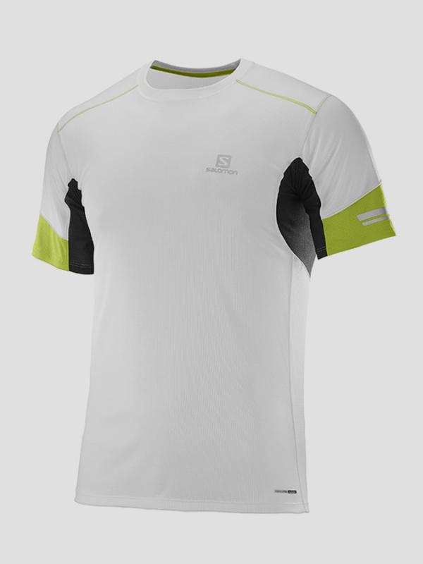 Tričko Salomon AGILE SS TEE M White/Lime Green/Black Bílá