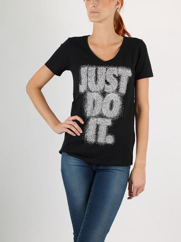Tričko Nike DFC VNECK JUST DO IT FILL TEE Černá