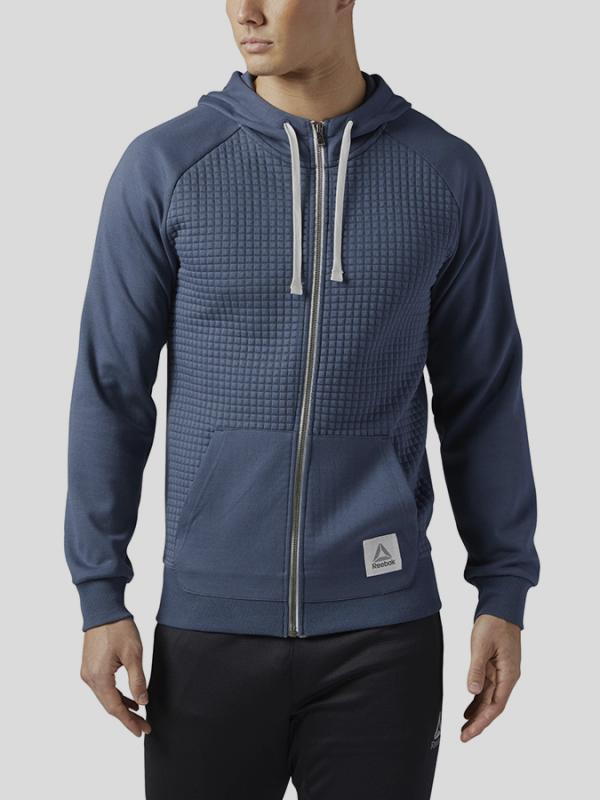 Mikina Reebok EL QUILTED FULL ZIP Modrá