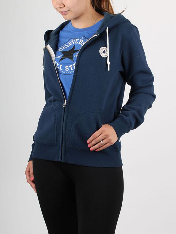 Mikina Converse CORE FULL ZIP HOODIE Modrá