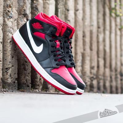 Air Jordan 1 Mid Black/Gym Red-White