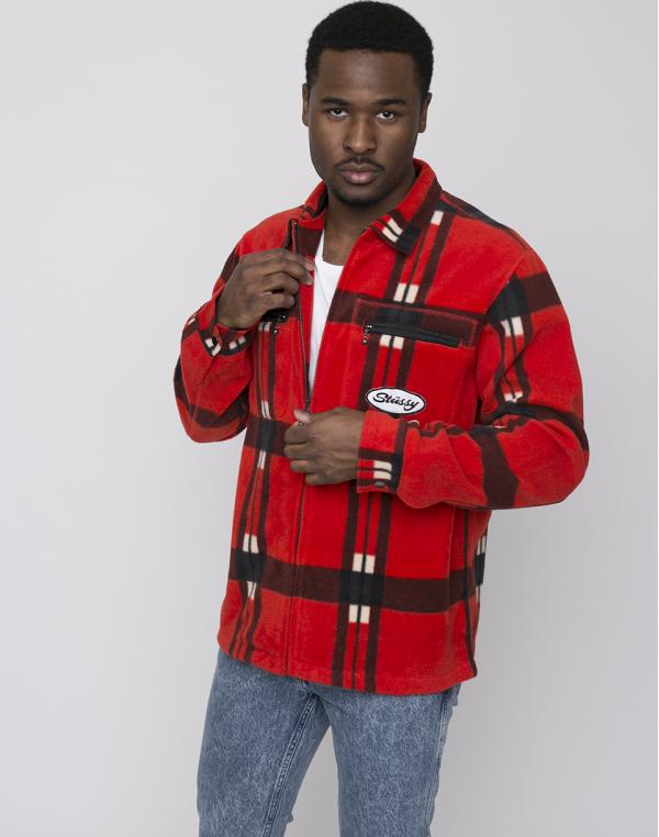 Mikina Stussy Polar Fleece Zip Up Red