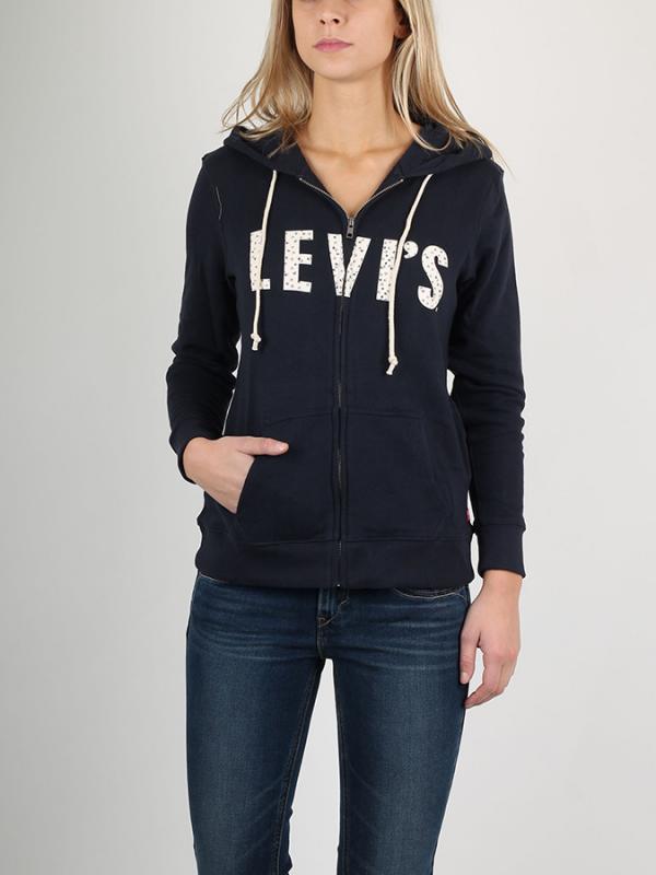 Mikina LEVI'S CLASSIC ZIP HOODIE FLEECE FILLED LOGO N Modrá