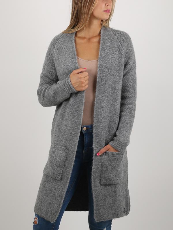 Svetr Superdry ANYA LONGLINE CARDIGAN Šedá