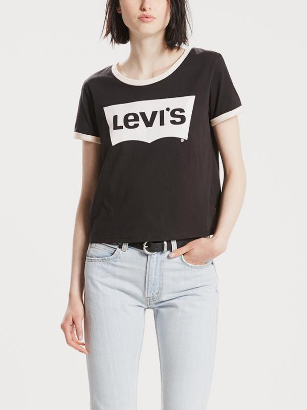 Tričko LEVI'S Ringer Graphic Surf Tee Orange Tab Surf Černá