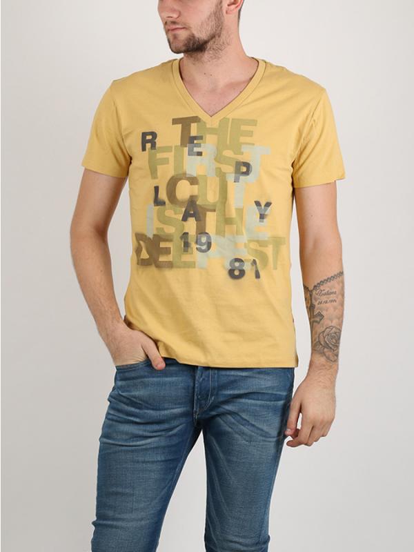 Tričko Replay BASIC JERSEY 30/1 Žlutá