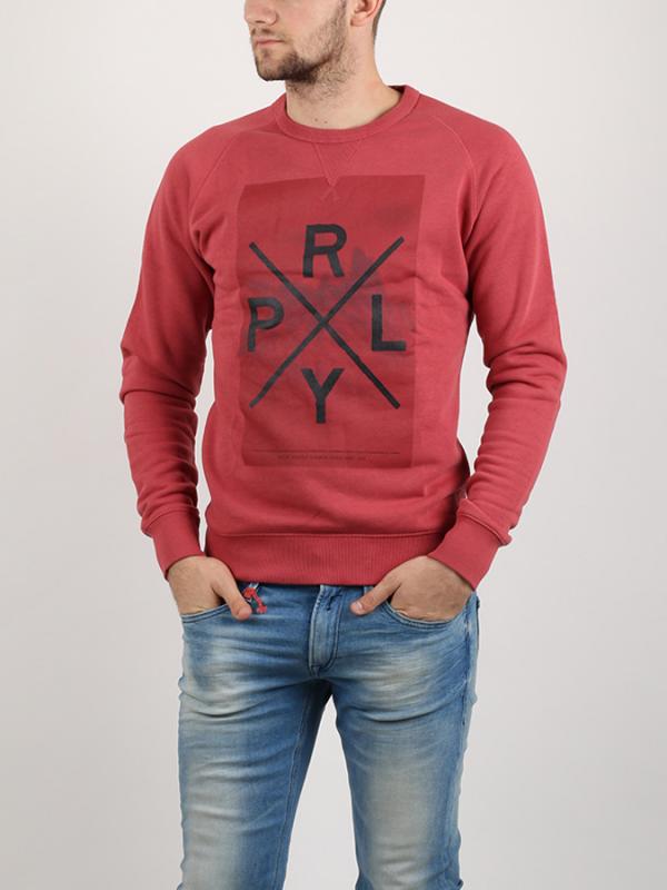 Mikina Replay ENZIME WASHED BRUSHED FLEECE Červená