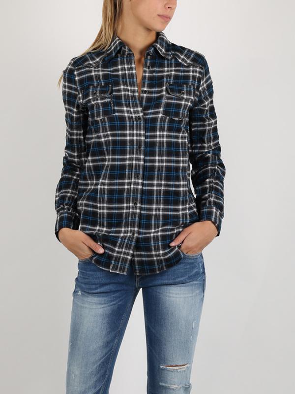 Košile Replay Y/D CHECK HERRINGBONE TWILL Barevná