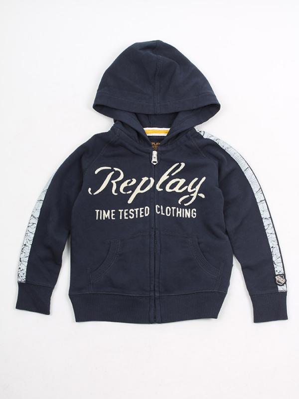 Mikina Replay COTTON / POLY FLEECE Modrá