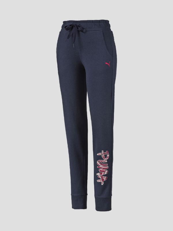 Tepláky Puma FUN LOGO Pants TR W peacoat heather Modrá