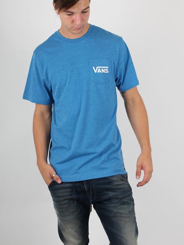 Tričko Vans M DROPPED V POCKET T ROYAL HEATHER Modrá