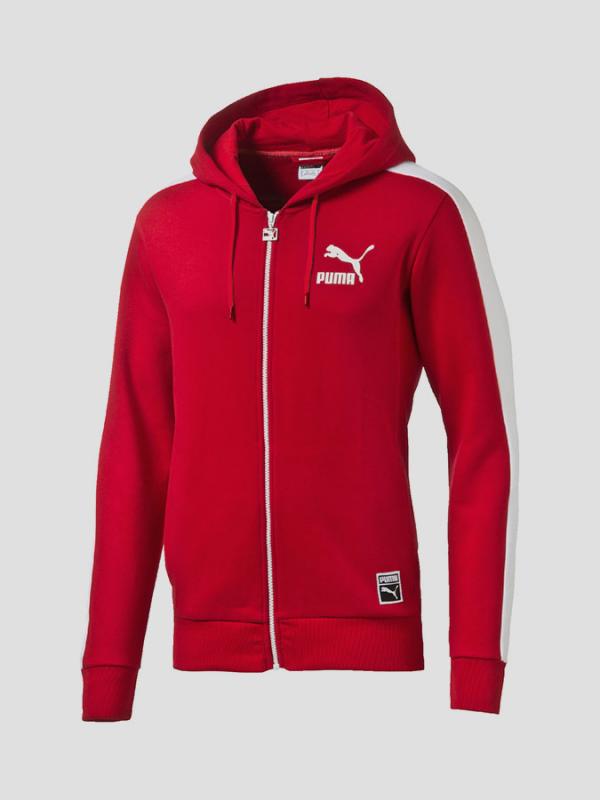 Mikina Puma T7 Full Zip Hoody FL Barbados Cherry Červená