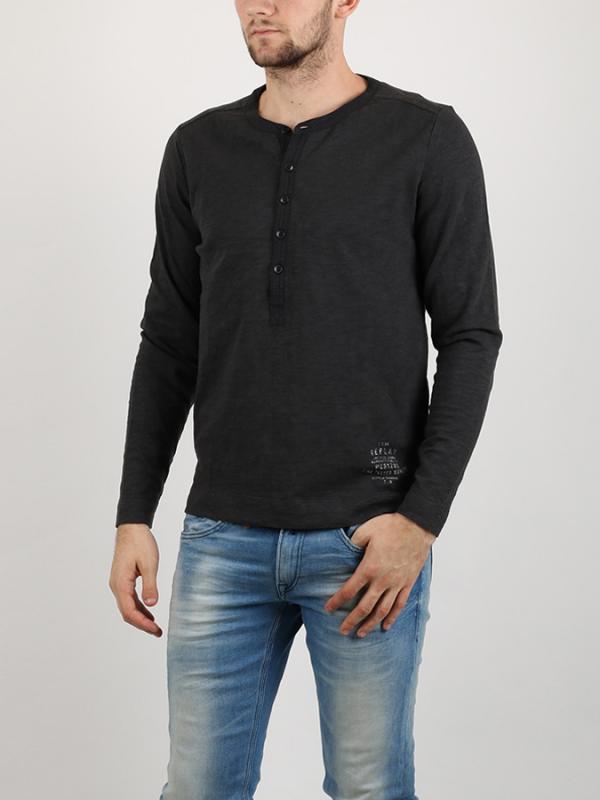 Tričko Replay GMT DYED HEAVY SLUB JERSEY Černá