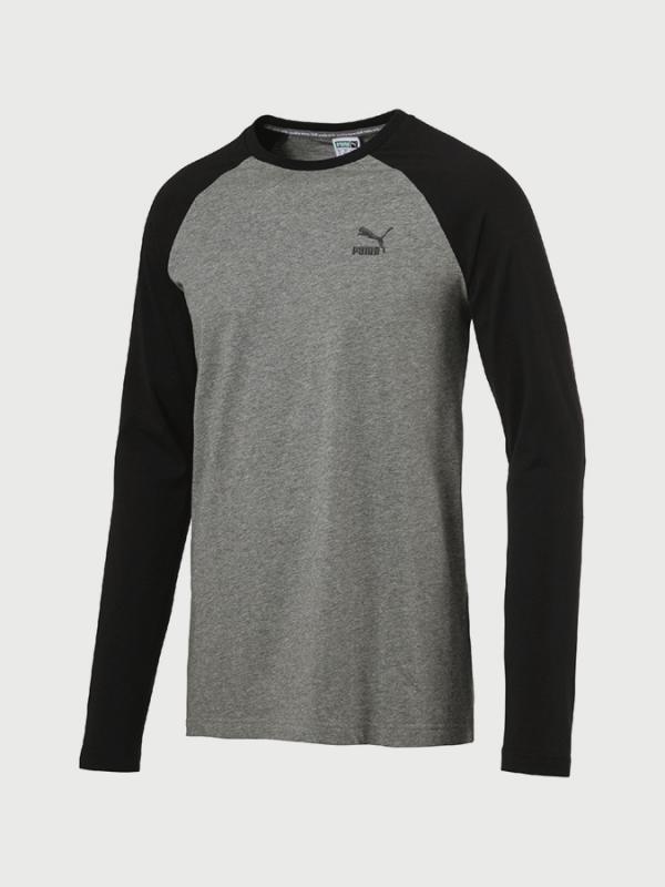Tričko Puma Archive Logo Raglan Ls Medium Gray Heath Šedá