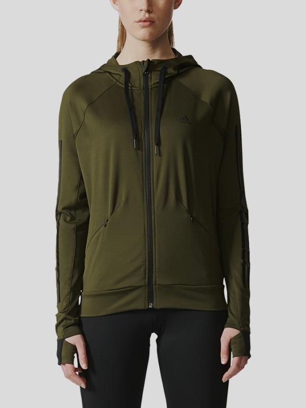 Mikina adidas Performance PERF FZ HOODY Zelená