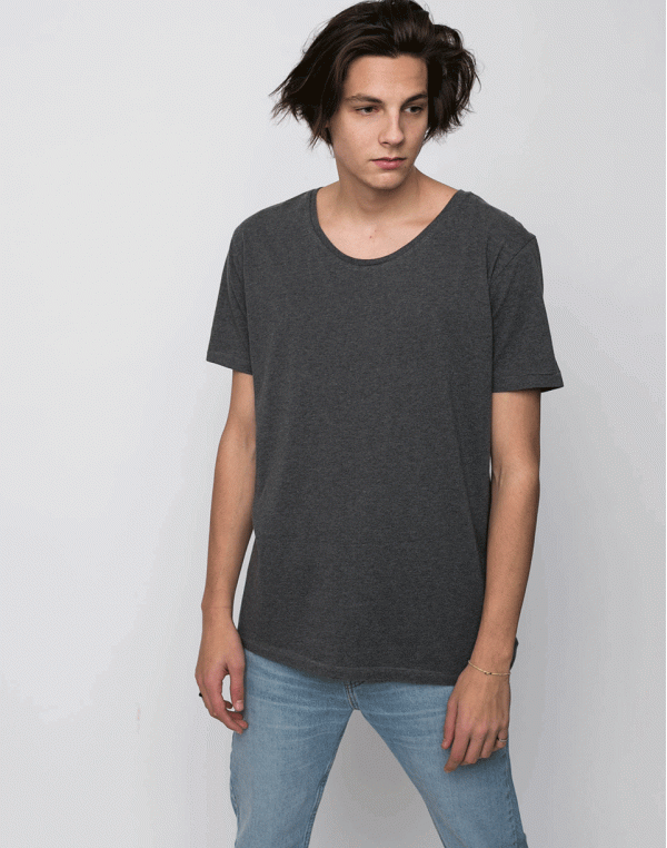 Knowledge Cotton Basic Loose Fit Dark Grey Melange M