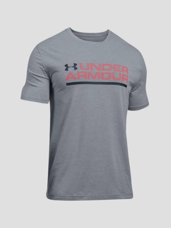 Tričko Under Armour Wordmark Lock Up SS Šedá