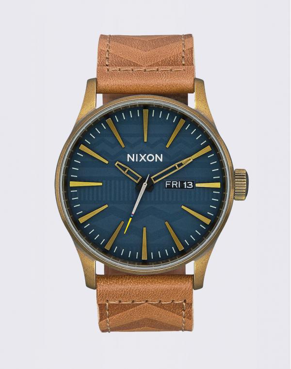 Nixon Sentry Leather Brass/Navy/Hickory