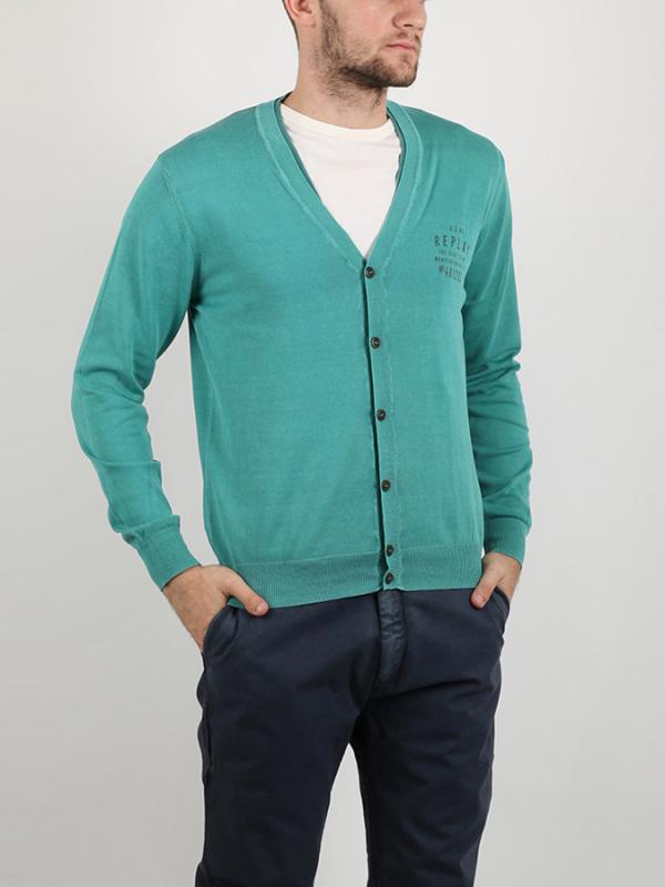 Svetr Replay GARMENT DYED COTTON Zelená