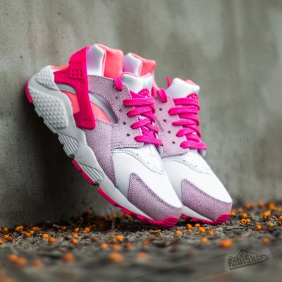 Nike Huarache Run (GS) White/ Pink Pow- Lava Glow