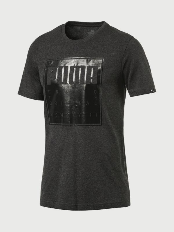 Tričko Puma Brand Slogan Tee Dark Gray Heather Šedá