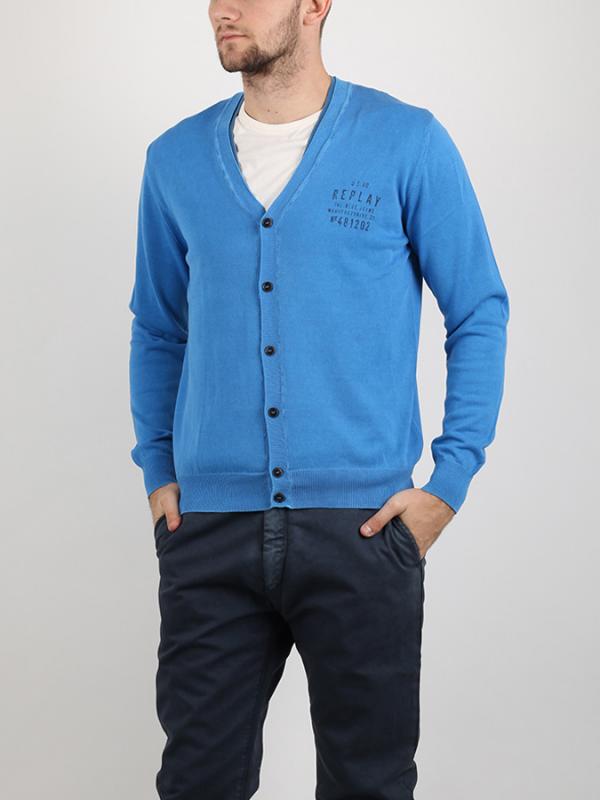 Svetr Replay GARMENT DYED COTTON Modrá