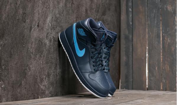 Air Jordan 1 Mid Obsidian/ University Blue-White