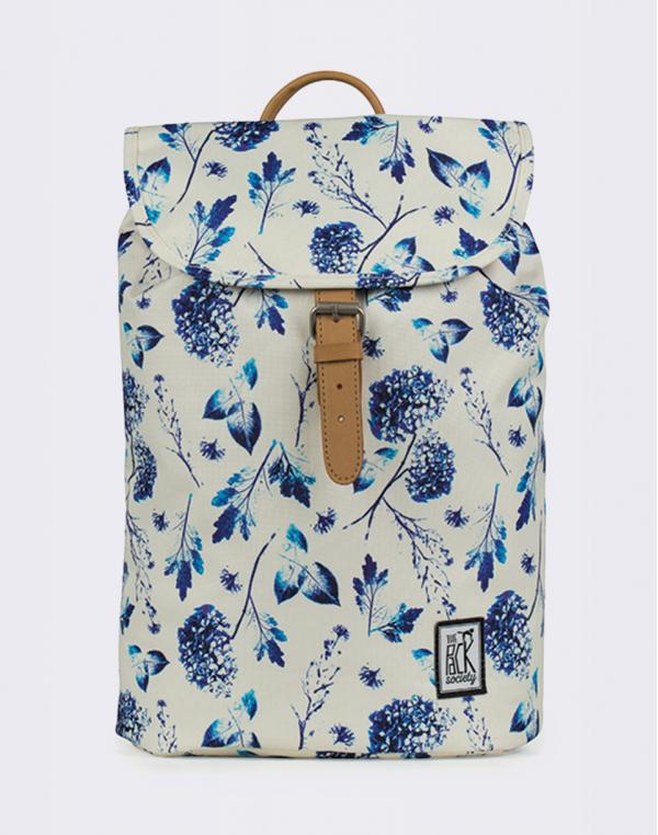 The Pack Society Small Off White Blue Flower Allover