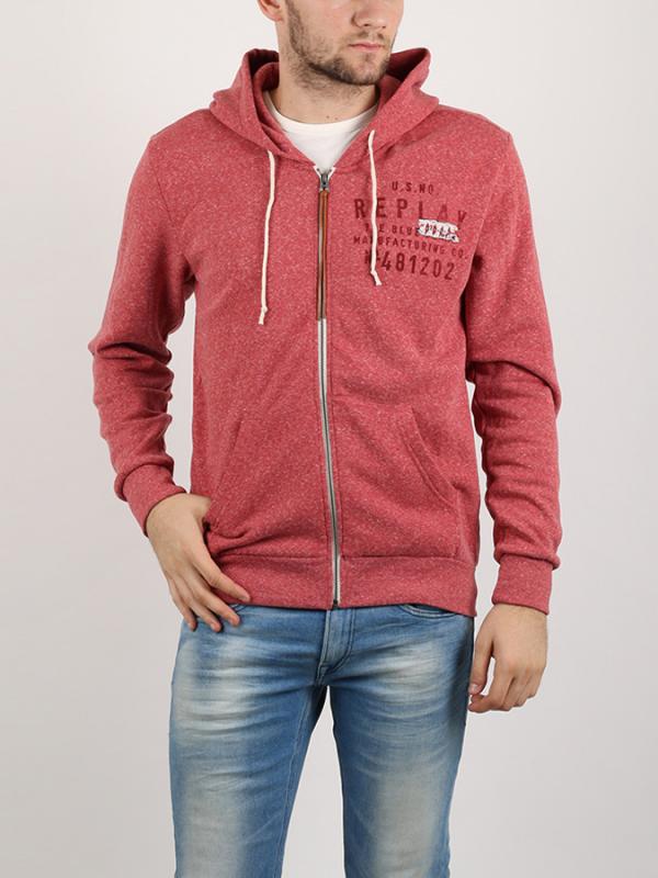 Mikina Replay POLY-COTTON FLEECE Červená