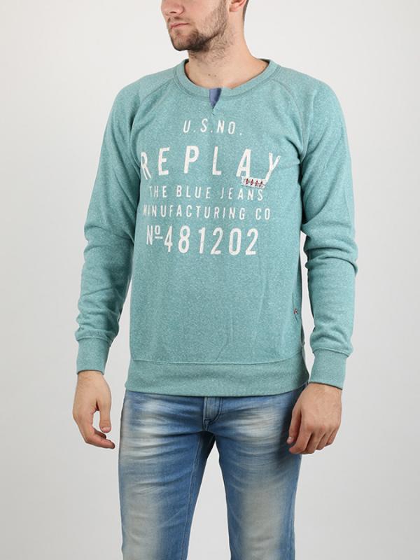 Mikina Replay POLY-COTTON FLEECE Zelená