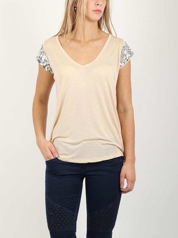 Tričko Replay W3573 T-Shirts Béžová