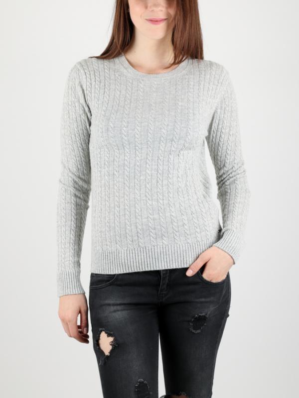 Svetr Superdry LUXE CASHMERE WOOL MINI CABLE Šedá